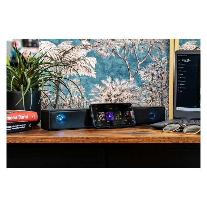 Groov-e Portable Bluetooth Soundbar USB TF Card AUX Playback Voice Assistant Speaker 20W Black