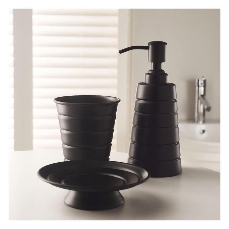 OurHouse Bathroom Accessory Set Toothbrush Holder Soap Dispenser Soap Dish 3 Piece Grey Secondary image