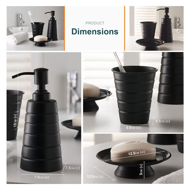 OurHouse Bathroom Accessory Set Toothbrush Holder Soap Dispenser Soap Dish 3 Piece Grey
