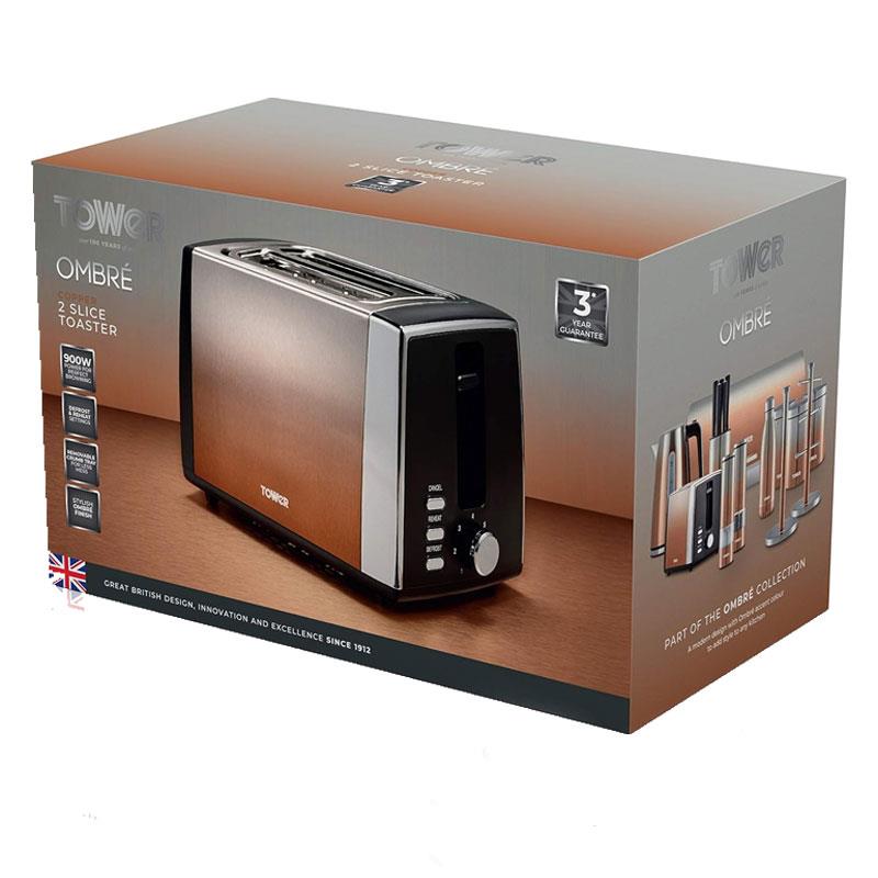 Tower Infinity Ombre 2 Slice Toaster 900W Copper