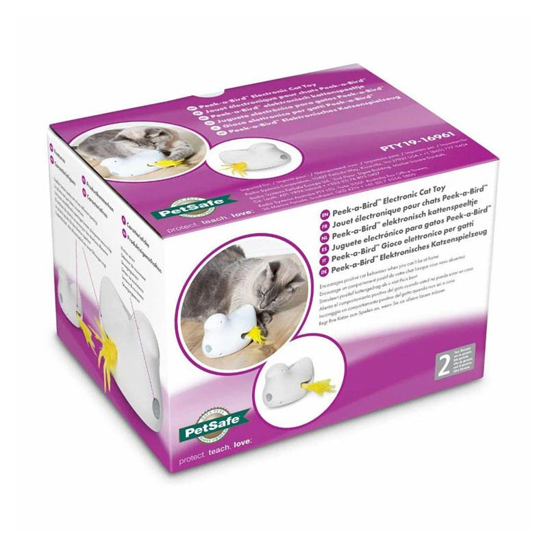 PetSafe Peek-A-Bird Electronic Cat Toy Bird And Mouse Hunt Indoor Cat Toys White