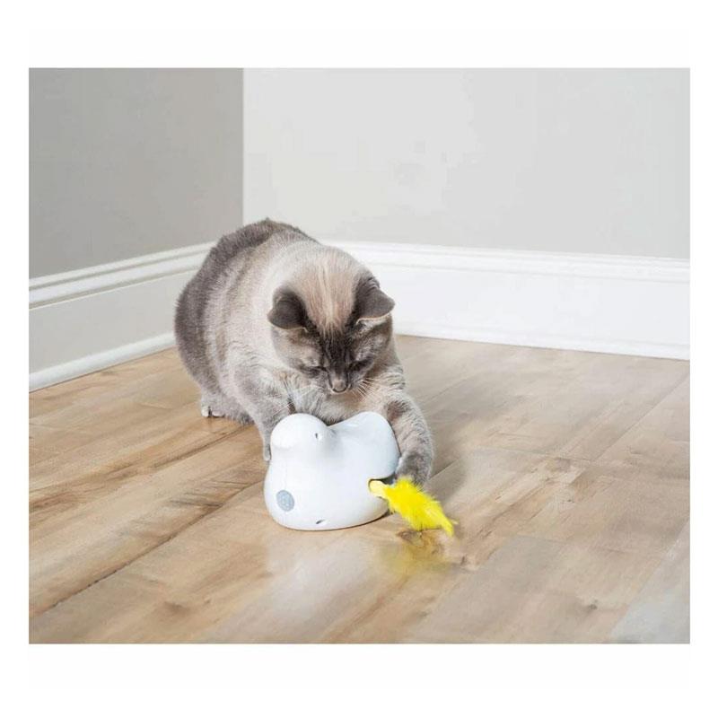 PetSafe Peek-A-Bird Electronic Cat Toy Bird And Mouse Hunt Indoor Cat Toys White