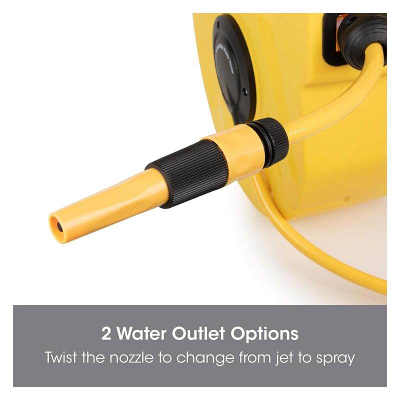 SLx Garden Hose Reel Wall Mounted 20m Auto Retractable Hosepipe Yellow