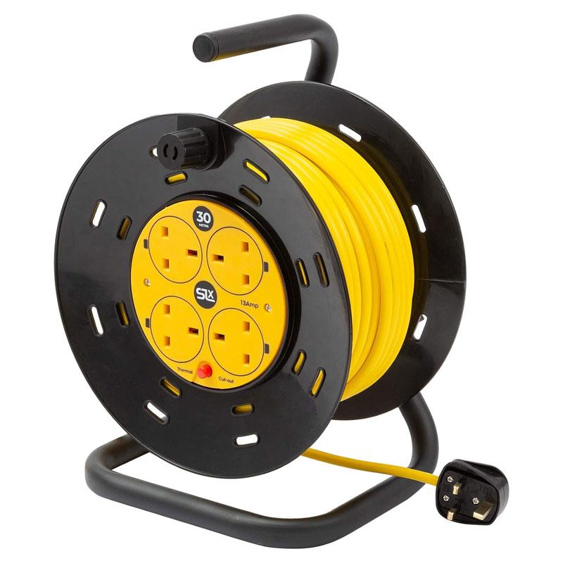 SLx 30m Extension Cable Reel With Four 13A Sockets - Yellow Main image