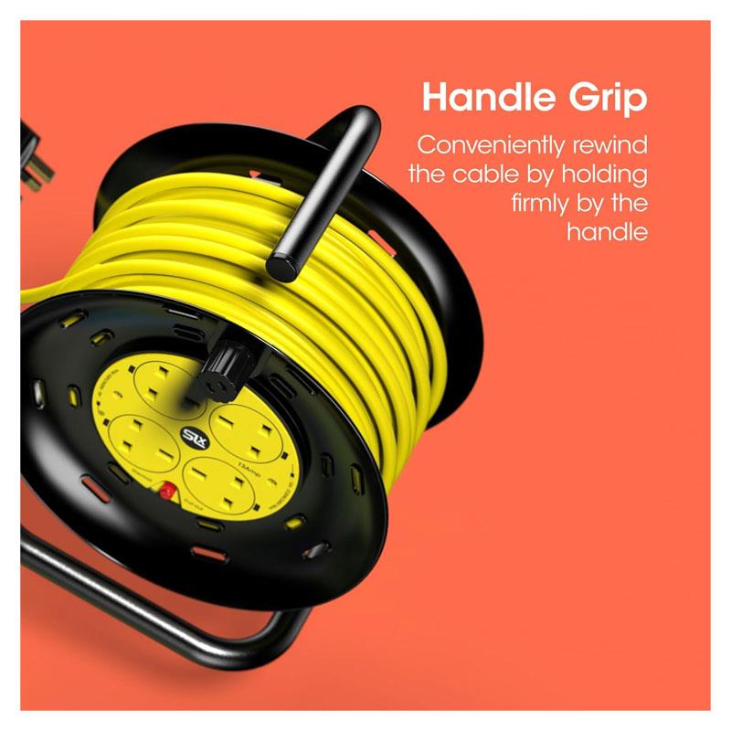 SLx 30m Extension Cable Reel With Four 13A Sockets - Yellow