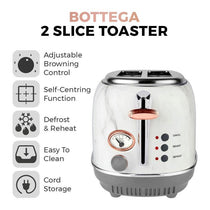 Tower Bottega 2 Slice Toaster Stainless Steel 850W White Marble And Rose Gold