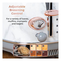 Tower Bottega 2 Slice Toaster Stainless Steel 850W White Marble And Rose Gold