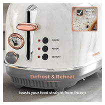 Tower Bottega 2 Slice Toaster Stainless Steel 850W White Marble And Rose Gold