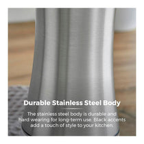 Tower Dual Electric Salt And Pepper Mill Battery Operated Adjustable Ceramic Grinders Stainless Steel Black