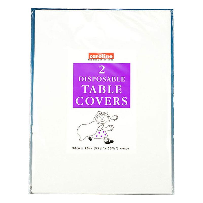 Caroline Disposable Square Party Tablecovers Packaging Paper 90 X 90cm 2 Pack White Main image