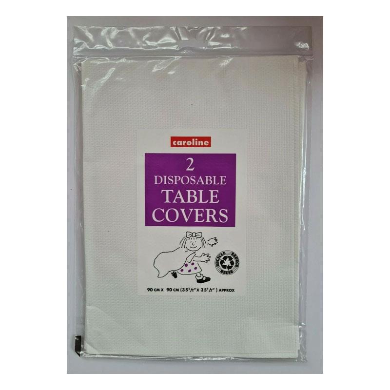 Caroline Disposable Square Party Tablecovers Packaging Paper 90 X 90cm 2 Pack White Secondary image