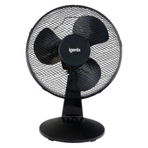 Igenix 12 Inch Portable Desk Fan 3 Speed Settings Quiet Oscillating Airflow 40W Black