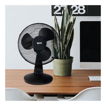 Igenix 12 Inch Portable Desk Fan 3 Speed Settings Quiet Oscillating Airflow 40W Black