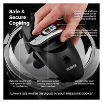 Tower One-Touch Ultima Pressure Cooker 4 Litre Detachable 60 Minute Timer Stainless Steel Silver
