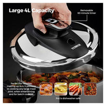 Tower One-Touch Ultima Pressure Cooker 4 Litre Detachable 60 Minute Timer Stainless Steel Silver
