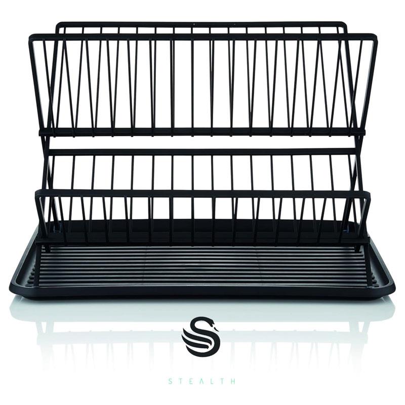 Swan Stealth 15 Plate Collapsible Dish Rack Removable Drip Tray - Black Main image