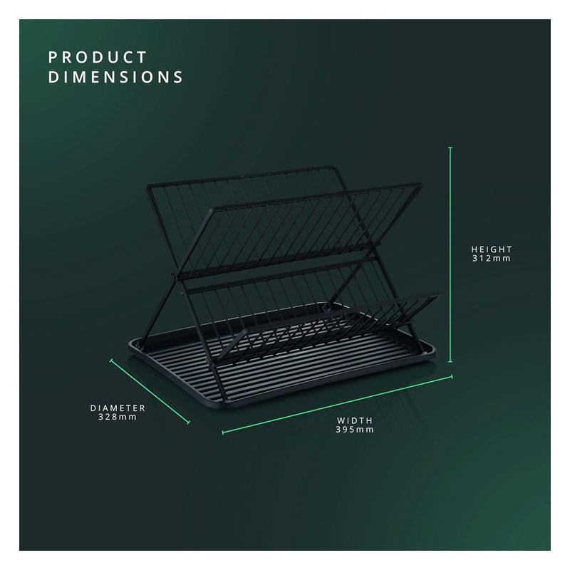 Swan Stealth 15 Plate Collapsible Dish Rack Removable Drip Tray - Black Secondary image
