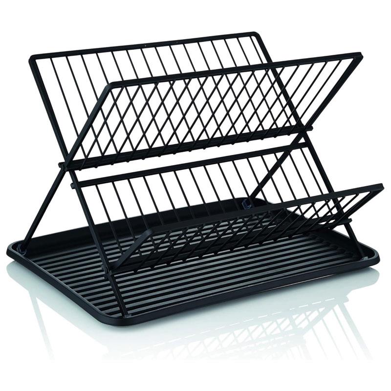 Swan Stealth 15 Plate Collapsible Dish Rack Removable Drip Tray - Black