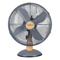 Tower 12 Inch Scandi Metal Desk Fan 3 Speed Settings 35W Grey And Wood Effect