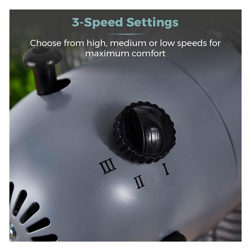 Tower 12 Inch Scandi Metal Desk Fan 3 Speed Settings 35W Grey And Wood Effect