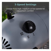 Tower 12 Inch Scandi Metal Desk Fan 3 Speed Settings 35W Grey And Wood Effect