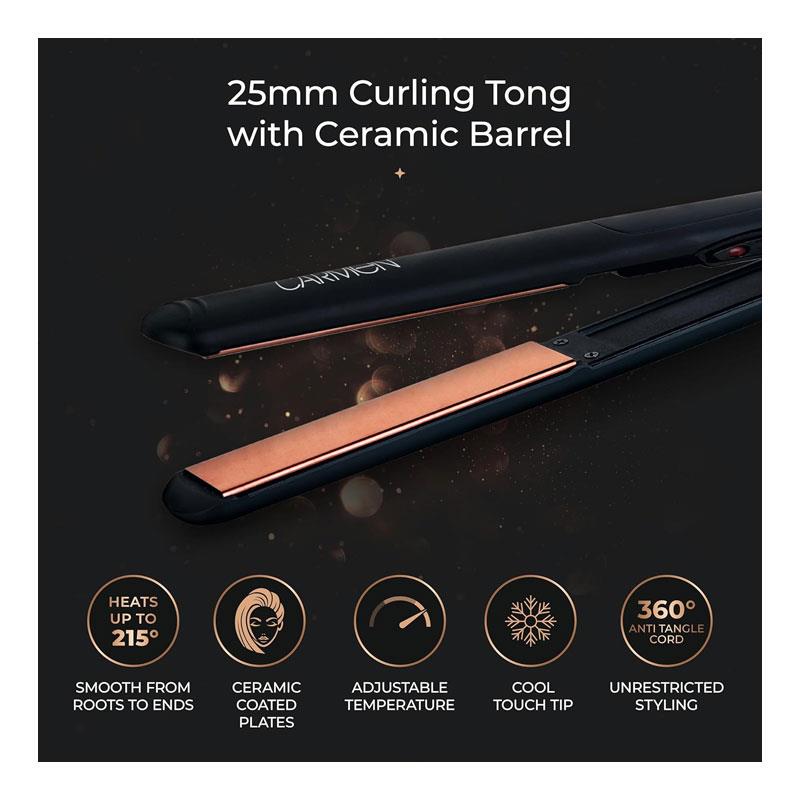 Carmen Noir Hair Straightener Ceramic Plates And Anti Tangle 360 Swivel Cord Black & Copper Secondary image