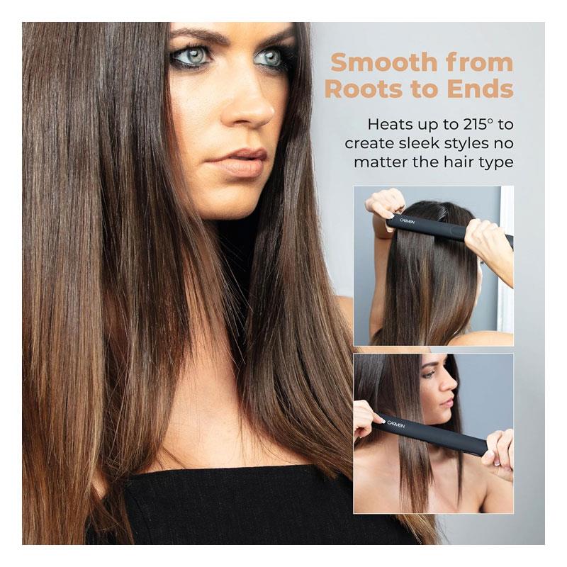 Carmen Noir Hair Straightener Ceramic Plates And Anti Tangle 360 Swivel Cord Black & Copper