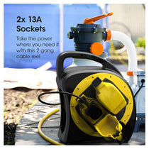 SLx 2 Socket Outdoor Extension Lead 30m Heavy Duty Extension Cable Reel UK Plug Waterproof - Yellow/Black