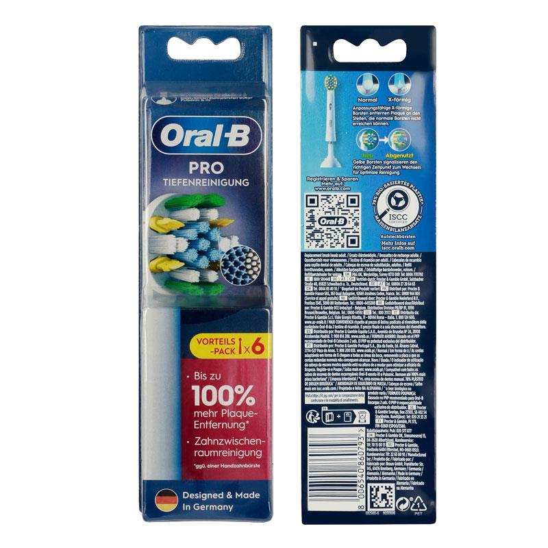 Oral-B Pro Deep Cleaning Replacement Electric Toothbrush Heads 6 Pack White Secondary image