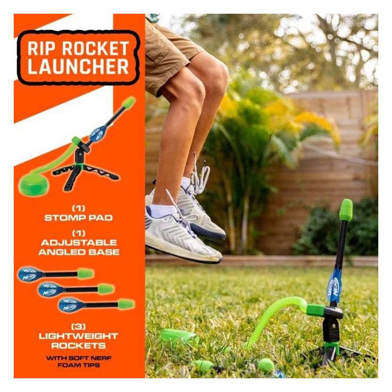 Nerf Rip Rocket Launcher 3 Foam Tipped Rip Rockets 1 Stomp Pad Multicolour