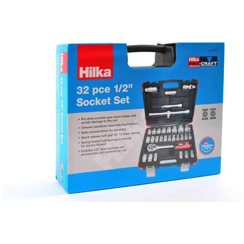 Hilka Tools 1/2 Inch Drive Socket Set 32 Piece