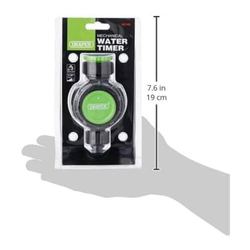 Draper Mechanical Water Timer Single Outlet 10.7x6.5x19.5 cm Black