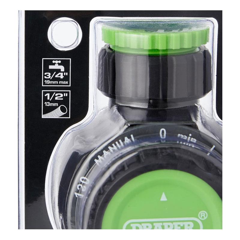 Draper Mechanical Water Timer Single Outlet 10.7x6.5x19.5 cm Black