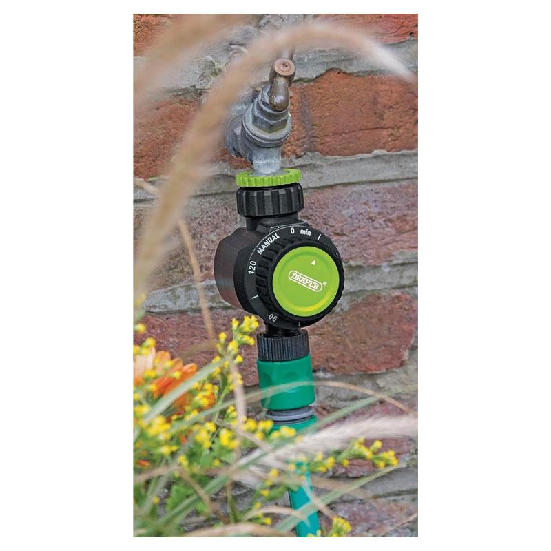 Draper Mechanical Water Timer Single Outlet 10.7x6.5x19.5 cm Black