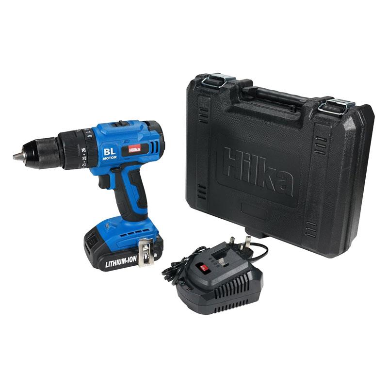 Hilka Tools 18V Li-ion Brushless Combi Drill 2.0Ah Battery Quick Charger 70min Blue Main image