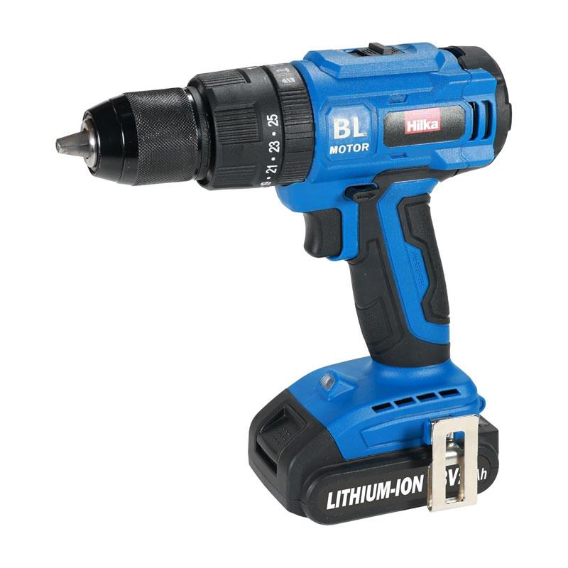 Hilka Tools 18V Li-ion Brushless Combi Drill 2.0Ah Battery Quick Charger 70min Blue