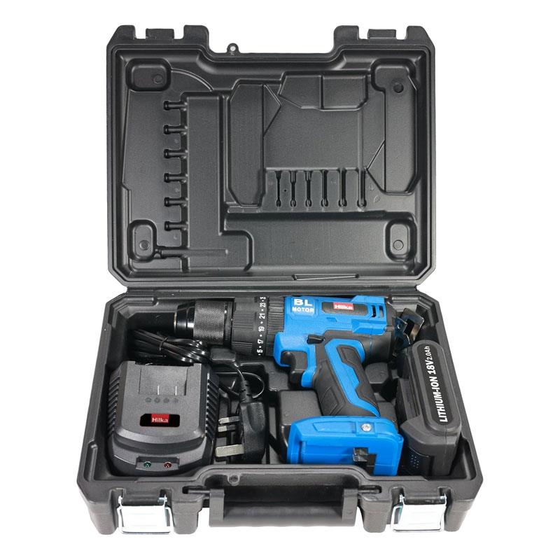 Hilka Tools 18V Li-ion Brushless Combi Drill 2.0Ah Battery Quick Charger 70min Blue