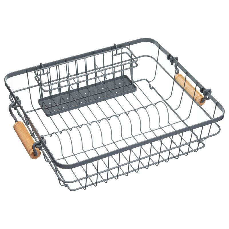 KitchenCraft Living Nostalgia Wire Dish Drainer Cutlery Holder Rack Grey Main image