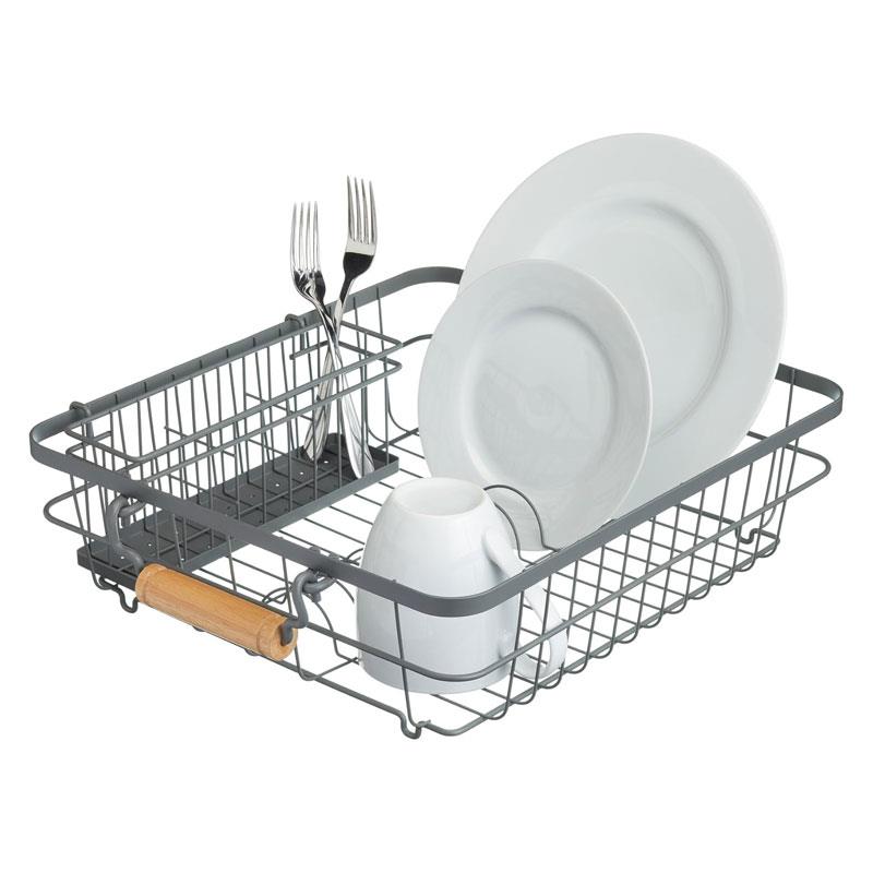 KitchenCraft Living Nostalgia Wire Dish Drainer Cutlery Holder Rack Grey