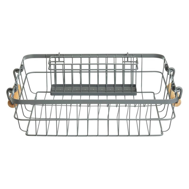 KitchenCraft Living Nostalgia Wire Dish Drainer Cutlery Holder Rack Grey