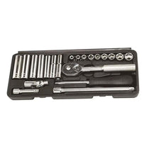 Hilka Tools 1/4 Inch Drive Socket Set Metric Carbon Steel Chrome Finish 22 Piece