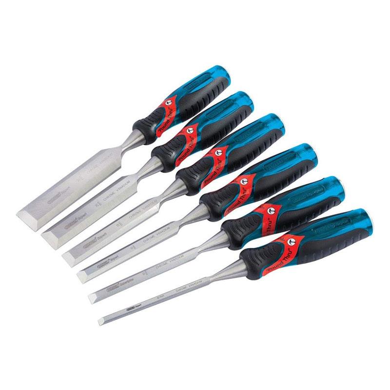 Draper Expert Soft Grip Pound Thru Bevel Edge Wood Chisel Set 140mm 6 Piece