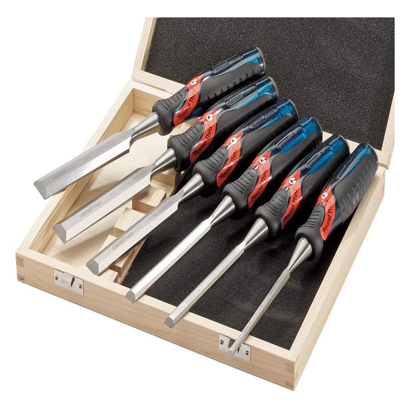 Draper Expert Soft Grip Pound Thru Bevel Edge Wood Chisel Set 140mm 6 Piece