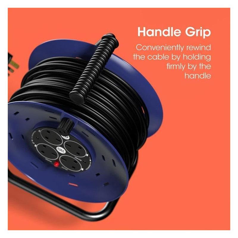 Philex 4-Way Extension Reel Heavy Duty 13A 50 Metre - Black & Blue