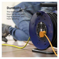 Philex 4-Way Extension Reel Heavy Duty 13A 50 Metre - Black & Blue