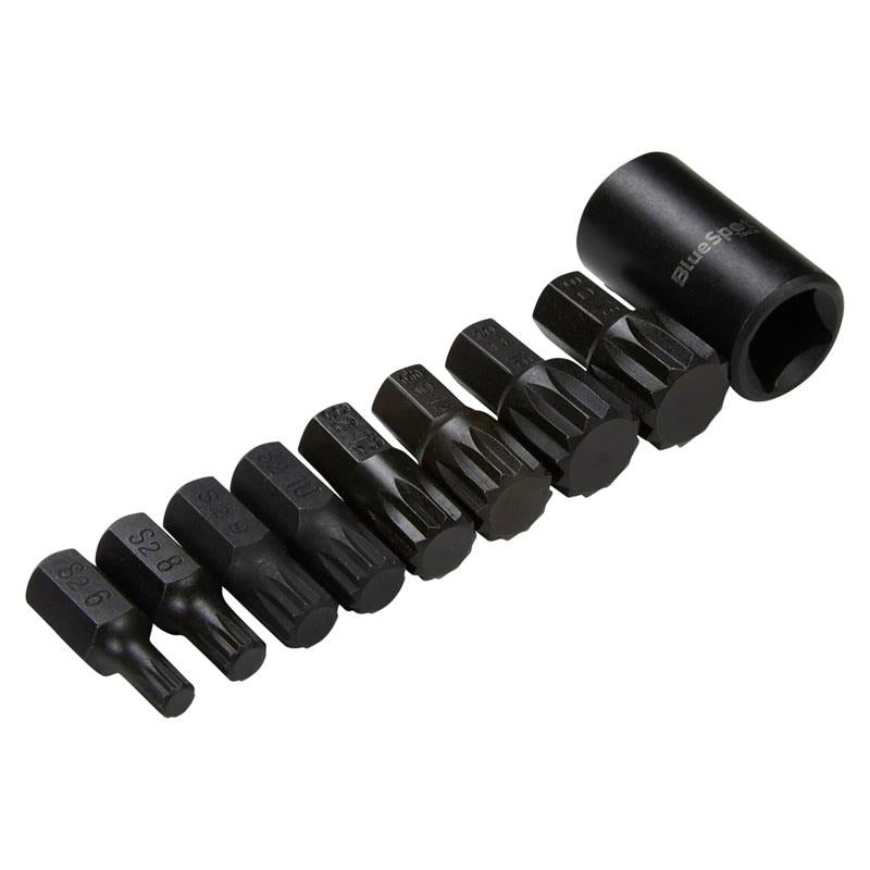 Blue Spot Tools 1/2 Inch Impact Spline Bits (M6-M18) 9 Piece