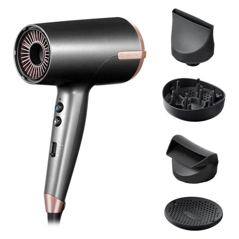 Remington ONE Dry And Style Hair Dryer 2000W Salon Performance 4 Attachments 8 Heat Speed Settings Grey Main image