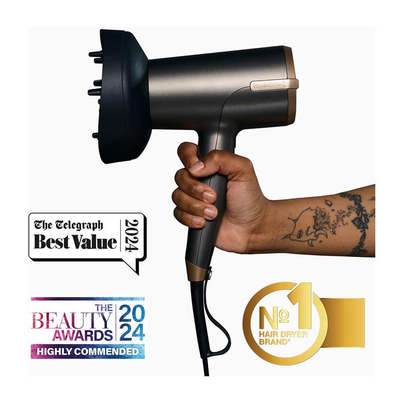 Remington ONE Dry And Style Hair Dryer 2000W Salon Performance 4 Attachments 8 Heat Speed Settings Grey Secondary image