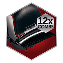 Remington Quick Cut Pro Hair Clippers 12 Guide Combs 1.5-15mm Waterproof Black