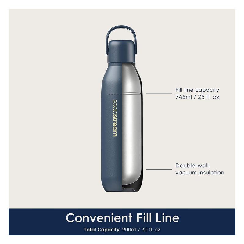 SodaStream Fizz & Go Cool Stainless Steel Double Insulated Carbonated Drinks Bottle 0.9 Litre Mint Green